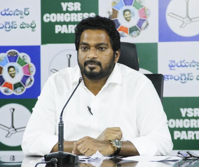 YSRCP MLC Mondithoka Arun Kumar addresses the media, questioning the Andhra Pradesh government's investment and industrial development claims.