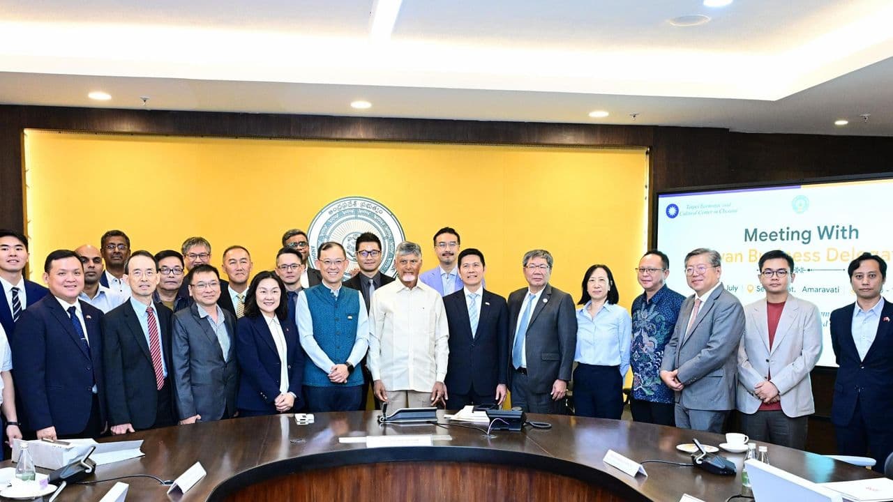 Chief Minister N. Chandrababu Naidu and Minister Nara Lokesh meet Taiwanese industry leaders in Amaravati