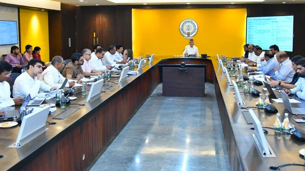 Chief Minister N. Chandrababu Naidu chairing the 20th State Investment Promotion Board meeting in Amaravati with senior officials.