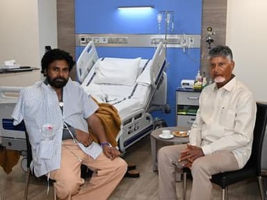 Chief Minister N. Chandrababu Naidu on Saturday visited Deputy Chief Minister Pawan Kalyan at a hospital in Mumbai