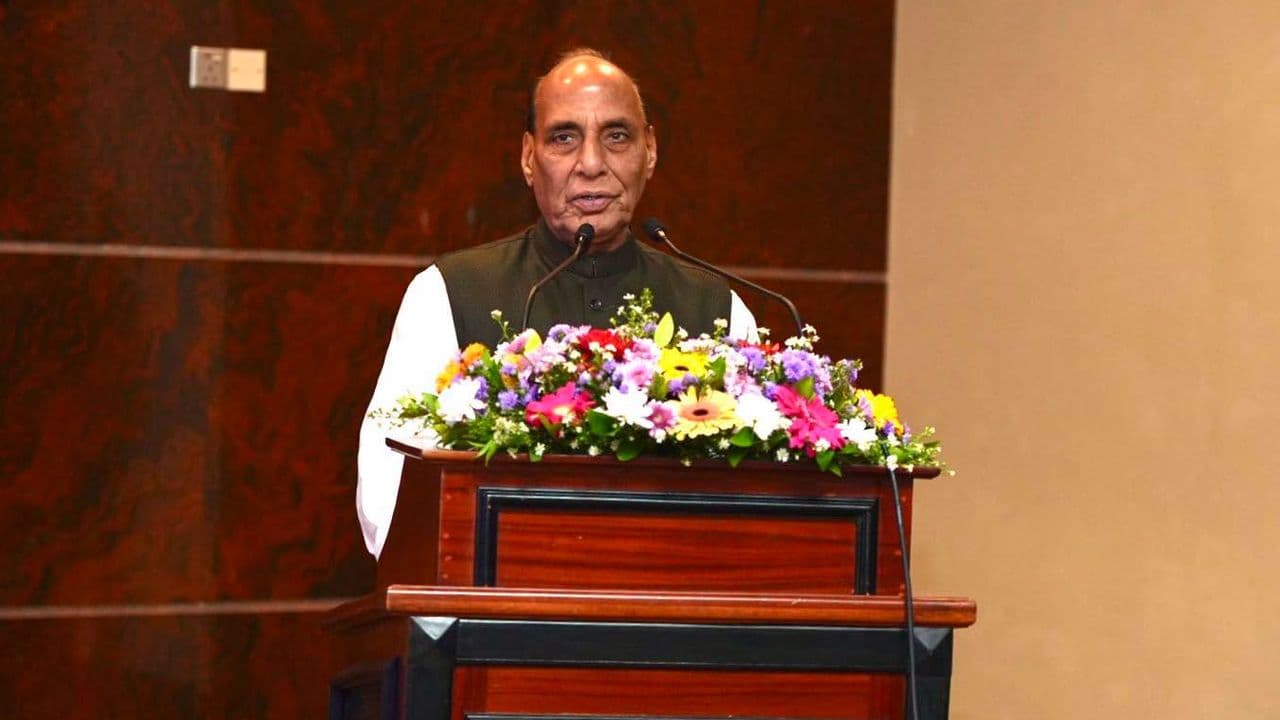 Defence Minister Rajnath Singh addresses a defence conclave in New Delhi