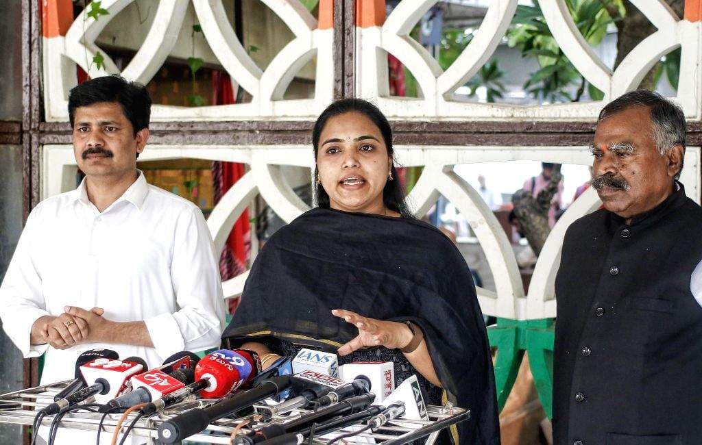 YSR Congress Party Rajya Sabha MP Golla Babu Rao and Lok Sabha MPs Dr. Maddila Gurumoorthy and Dr. Tanuja Rani